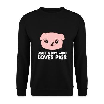Pig Farmer Boy Just a Boy Who Loves Pigs - Unisex Sweatshirt - black - Front - Alina (178cm) & Michal (187cm)