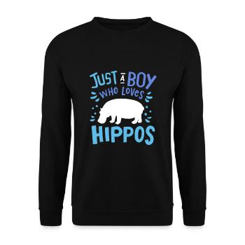 Kinder Nilpferd Nilpferd Nur ein Junge, der Nilpferd liebt - Unisex Pullover - Schwarz - Vorne - Alina (178cm) & Michal (187cm)
