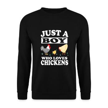 Just A Boy Who Loves Chickens Farm Chicken Gift - Unisex Sweatshirt - black - Front - Alina (178cm) & Michal (187cm)