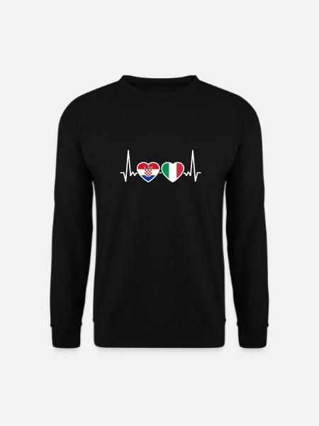 Kroatien Italien Herzschlag Flagge Kroate - Unisex Pullover - Schwarz