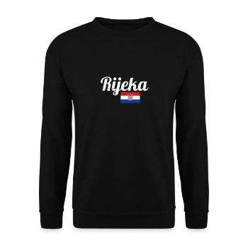 Rijeka Vintage Croatia Croatian Flag Croat - Unisex Sweatshirt - black - Front - Alina (178cm) & Michal (187cm)