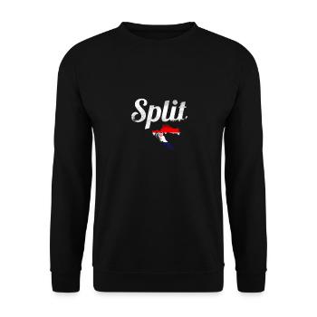 Split Vintage Map Croatia Croatian Flag - Unisex Sweatshirt - black - Front - Alina (178cm) & Michal (187cm)