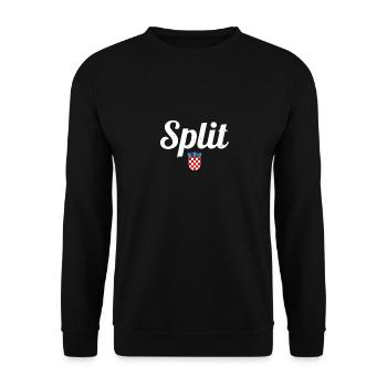 Split Vintage Wappen Kroatien Kroatische Flagge - Unisex Pullover - Schwarz - Vorne - Alina (178cm) & Michal (187cm)