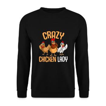 Crazy Chicken Lady Women Chicken - Unisex Sweatshirt - black - Front - Alina (178cm) & Michal (187cm)