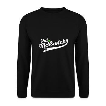 Pat McCrotch Funny Irish Name | St Patricks Day - Unisex Sweatshirt - black - Front - Alina (178cm) & Michal (187cm)