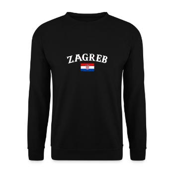 Zagreb Vintage Kroatien Kroatische Flagge Kroate - Unisex Pullover - Schwarz - Vorne - Alina (178cm) & Michal (187cm)