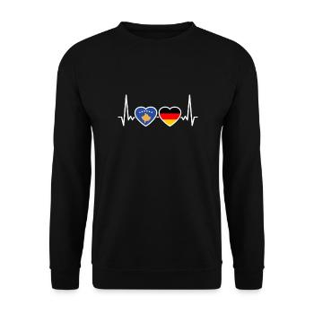 Kosovo Germany Heartbeat Flag Kosovo - Unisex Sweatshirt - black - Front - Alina (178cm) & Michal (187cm)
