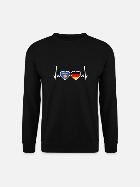 Kosovo Deutschland Herzschlag Flagge Kosovare - Unisex Pullover - Schwarz