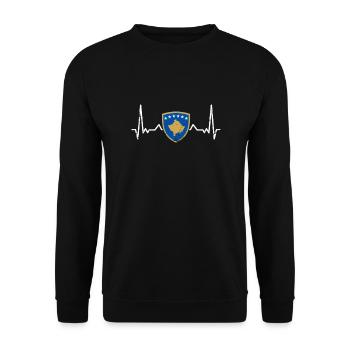 Kosovo Vintage Heartbeat Coat of Arms Flag Kosovar - Unisex Sweatshirt - black - Front - Alina (178cm) & Michal (187cm)