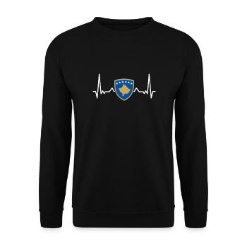 Kosovo heartbeat coat of arms Kosovar flag - Unisex Sweatshirt - black - Front - Alina (178cm) & Michal (187cm)