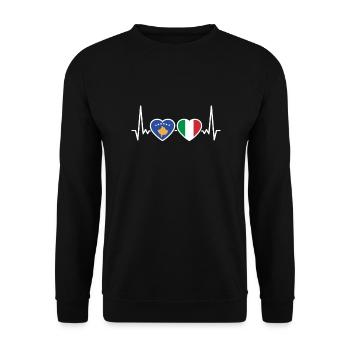 Kosovo Italy Heartbeat Flag Kosovars - Unisex Sweatshirt - black - Front - Alina (178cm) & Michal (187cm)