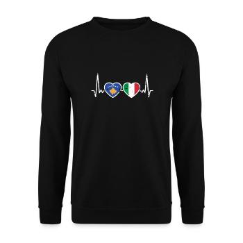 Kosovo Italy Vintage Heartbeat Flag Kosovar - Unisex Sweatshirt - black - Front - Alina (178cm) & Michal (187cm)