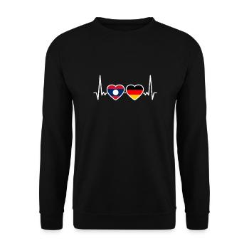 Laos Germany Heartbeat Flag German Laotian - Unisex Sweatshirt - black - Front - Alina (178cm) & Michal (187cm)