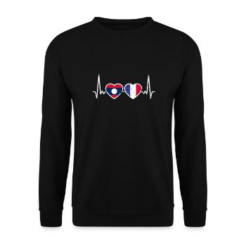 Laos France Vintage Heartbeat Flag Laotian - Unisex Sweatshirt - black - Front - Alina (178cm) & Michal (187cm)