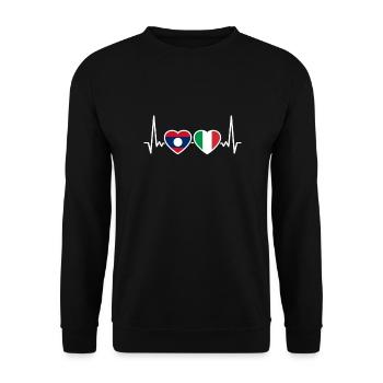 Laos Italie Heartbeat Flag Laotien italien - Sweat-shirt Unisexe - noir - Devant - Alina (178cm) & Michal (187cm)