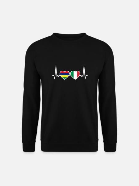 Mauritius Italy Heartbeat Flag Mauritian - Unisex Sweatshirt - black