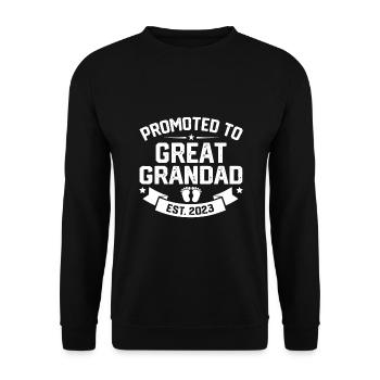 Retro Promoted To Great Grandad Est 2023 - Unisex Sweatshirt - black - Front - Alina (178cm) & Michal (187cm)