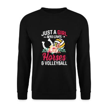 Pferde & Volleyball - Just a Girl Who Loves - Unisex Pullover - Schwarz - Vorne - Alina (178cm) & Michal (187cm)