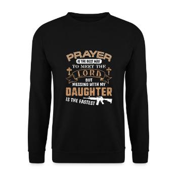 Father Day Funny For Proud Daddy Dad If You Mess - Unisex Sweatshirt - black - Front - Alina (178cm) & Michal (187cm)
