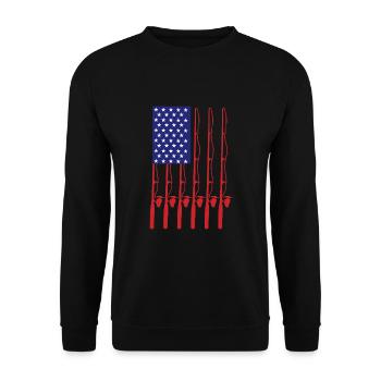 Fathers Day Fishing flag Fishing - Unisex Sweatshirt - black - Front - Alina (178cm) & Michal (187cm)
