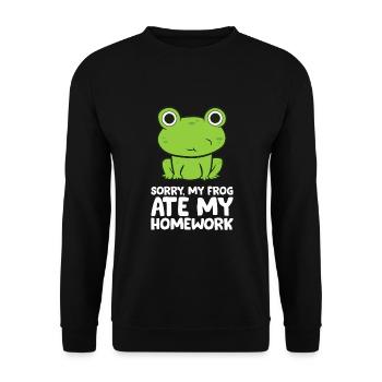 Frog School Homework Sorry My Frog Ate My Homework - Unisex Sweatshirt - black - Front - Alina (178cm) & Michal (187cm)