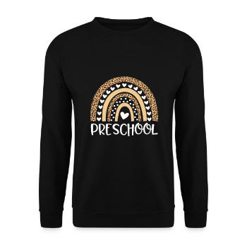 Vorschullehrer Leopard Regenbogen Lehrer - Unisex Pullover - Schwarz - Vorne - Alina (178cm) & Michal (187cm)