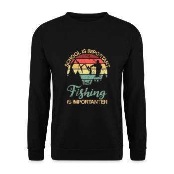 Die Schule ist wichtig, aber das Angeln ist wichtiger - Unisex Pullover - Schwarz - Vorne - Alina (178cm) & Michal (187cm)