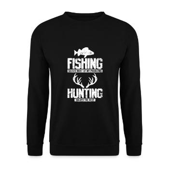 Fishing Hunting - Unisex Sweatshirt - black - Front - Alina (178cm) & Michal (187cm)