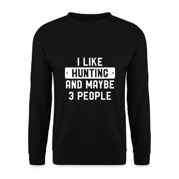 Drôle de chasseur j’aime chasser et peut-être 3 personnes - Sweat-shirt Unisexe - noir - Devant - Alina (178cm) & Michal (187cm)