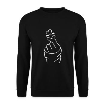 Koreanische Fingerherz Liebe Kpop Teen - Unisex Pullover - Schwarz - Vorne - Alina (178cm) & Michal (187cm)