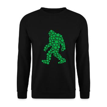 Clover Bigfoot St. Patrick's Day Jungen Kleeblatt - Unisex Pullover - Schwarz - Vorne - Alina (178cm) & Michal (187cm)