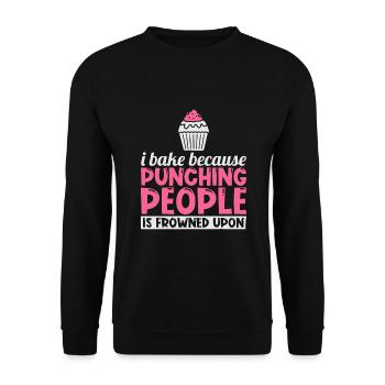 I Bake Because Punching People Is Frowned Upon - Unisex Sweatshirt - black - Front - Alina (178cm) & Michal (187cm)
