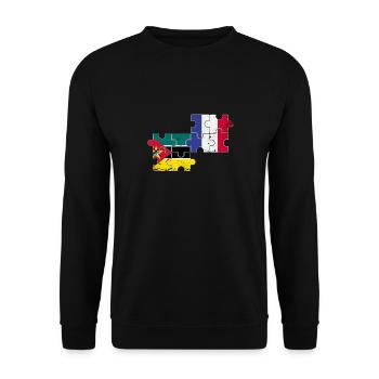 Mozambique France Vintage Flag Mozambican - Unisex Sweatshirt - black - Front - Alina (178cm) & Michal (187cm)
