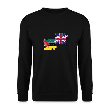 Mozambique UK flag British Mozambican - Unisex Sweatshirt - black - Front - Alina (178cm) & Michal (187cm)