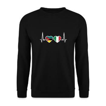 Mozambique Italy Vintage Heartbeat Flag - Unisex Sweatshirt - black - Front - Alina (178cm) & Michal (187cm)