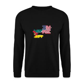 Mozambique USA Vintage Flag Mozambican - Unisex Sweatshirt - black - Front - Alina (178cm) & Michal (187cm)