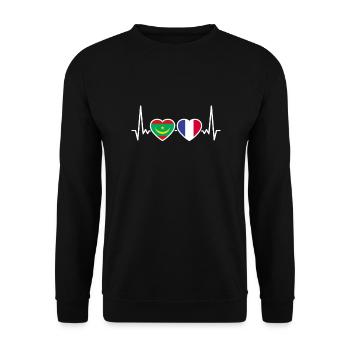 Mauritania France Heartbeat Flag - Unisex Sweatshirt - black - Front - Alina (178cm) & Michal (187cm)