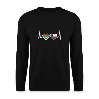 Mauritania USA Heartbeat Flag Mauritanian - Unisex Sweatshirt - black - Front - Alina (178cm) & Michal (187cm)
