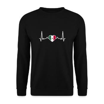 Mexico Heartbeat Mexican Flag Mexican - Unisex Sweatshirt - black - Front - Alina (178cm) & Michal (187cm)