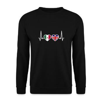 Mexico UK Heartbeat Flag British Mexicans - Unisex Sweatshirt - black - Front - Alina (178cm) & Michal (187cm)
