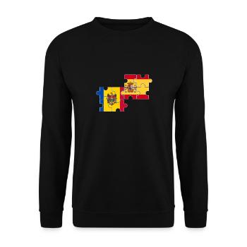 Moldau Spanien Flagge Spanisch Moldauer - Unisex Pullover - Schwarz - Vorne - Alina (178cm) & Michal (187cm)
