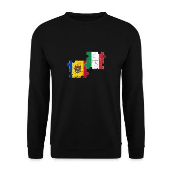 Moldau Italien Vintage Flagge Italienisch Moldauer - Unisex Pullover - Schwarz - Vorne - Alina (178cm) & Michal (187cm)