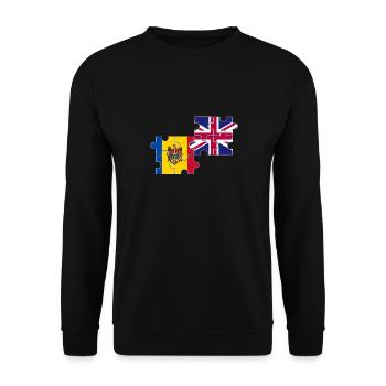 Moldawien UK Flagge Britische Moldawier - Unisex Pullover - Schwarz - Vorne - Alina (178cm) & Michal (187cm)