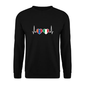 Mongolie Italie Heartbeat Flag Mongolis - Sweat-shirt Unisexe - noir - Devant - Alina (178cm) & Michal (187cm)