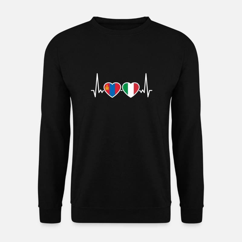 Mongolei Italien Herzschlag Flagge Mongolisch - Unisex Pullover - Schwarz
