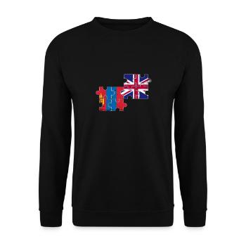Mongolia UK Vintage Flag Brit Mongol - Unisex Sweatshirt - black - Front - Alina (178cm) & Michal (187cm)