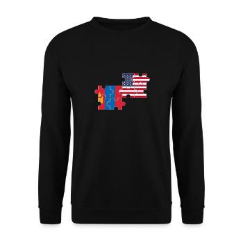 Mongolie USA Drapeau Mongol américain - Sweat-shirt Unisexe - noir - Devant - Alina (178cm) & Michal (187cm)