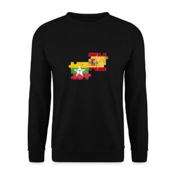 Myanmar Spain Vintage Flag Spanish Myanmare - Unisex Sweatshirt - black - Front - Alina (178cm) & Michal (187cm)