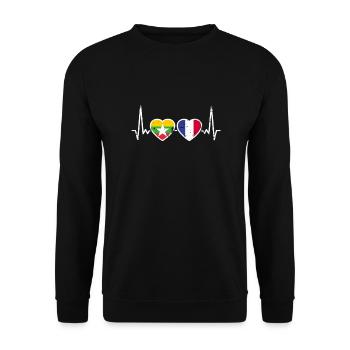 Myanmar France Vintage Heartbeat Flag - Sweat-shirt Unisexe - noir - Devant - Alina (178cm) & Michal (187cm)