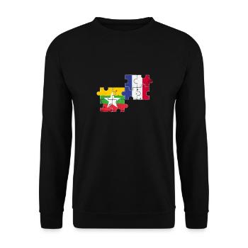 Myanmar France Vintage Flag Myanmare - Unisex Sweatshirt - black - Front - Alina (178cm) & Michal (187cm)